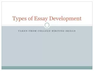 Types of Essay Development