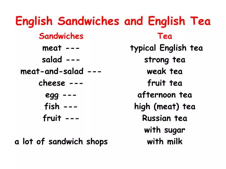 english sandwiches and english tea