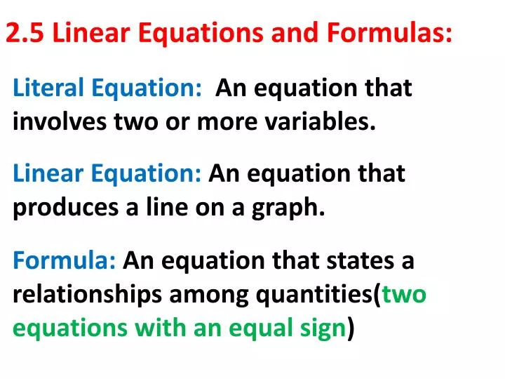 2 5 linear equations and formulas