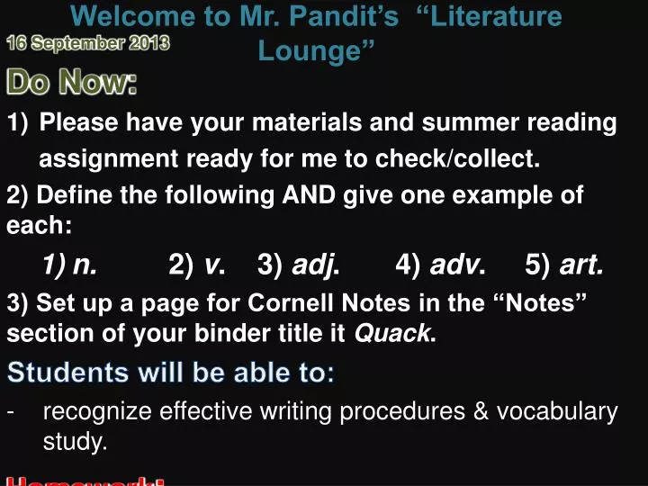 welcome to mr pandit s literature lounge