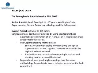 RECEP (Ray) CAKIR The Pennsylvania State University, PhD, 2005