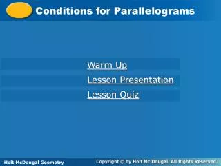 Conditions for Parallelograms