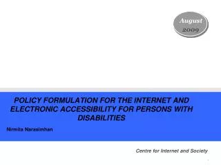 POLICY FORMULATION FOR THE INTERNET AND ELECTRONIC ACCESSIBILITY FOR PERSONS WITH DISABILITIES