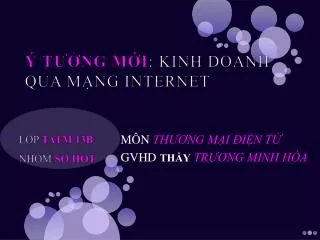 Ý TƯỞNG MỚI : KINH DOANH QUA MẠNG INTERNET
