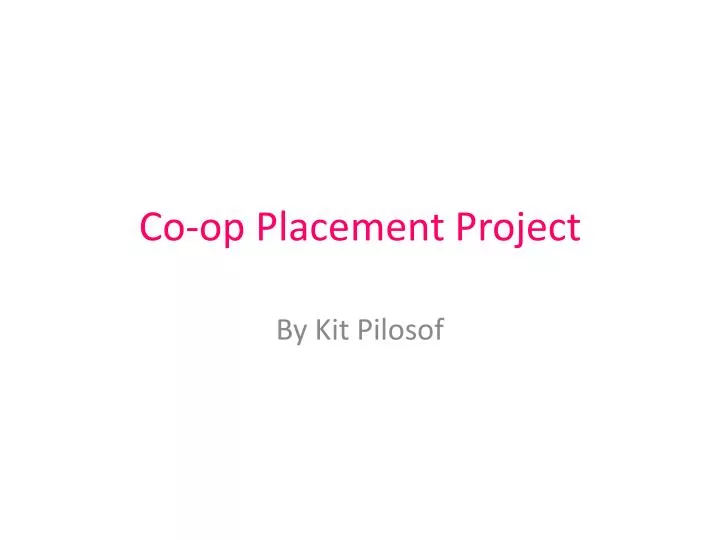 co op placement project