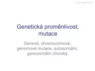 Genetická proměnlivost, mutace