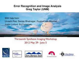 Error Recognition and Image Analysis Greg Taylor (UNM)
