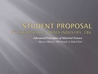 Student Proposal PT Argha Karya Prima Industry, Tbk .