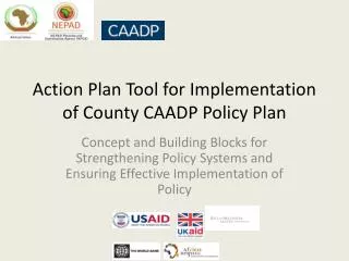 Action Plan Tool for Implementation of County CAADP Policy Plan