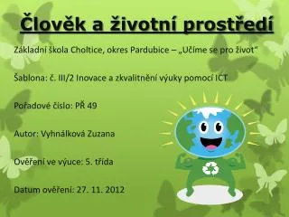 lov k a ivotn prost ed