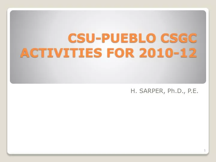 csu pueblo csgc activities for 2010 12