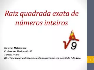 raiz quadrada exata de n meros inteiros