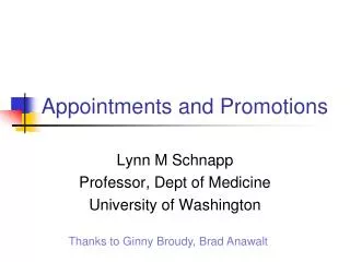 Appointments and Promotions