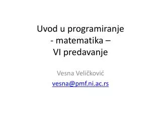 uvod u programiranje matematika v i predavanj e