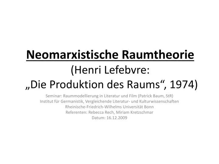 neomarxistische raumtheorie henri lefebvre die produktion des raums 1974