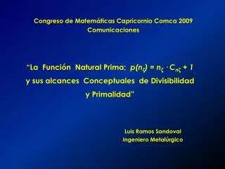 Congreso de Matemáticas Capricornio Comca 2009 Comunicaciones