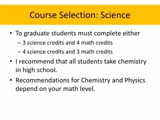 Course Selection: Science