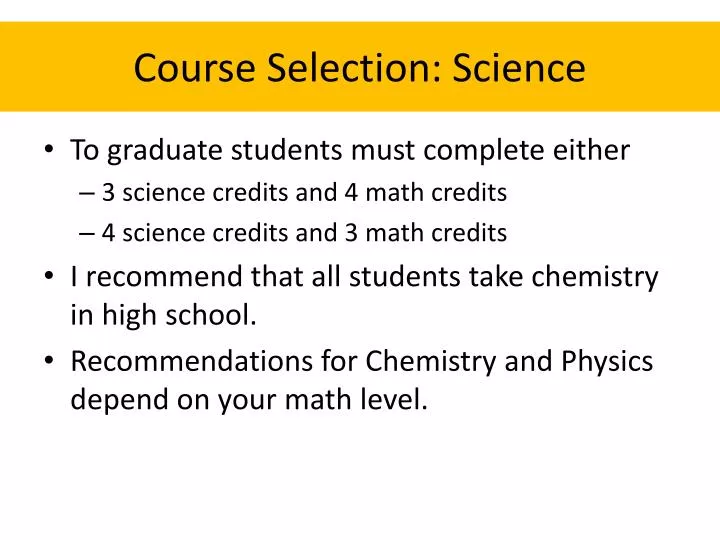 course selection science