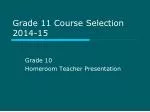 Grade 11 Course Selection 2014-15