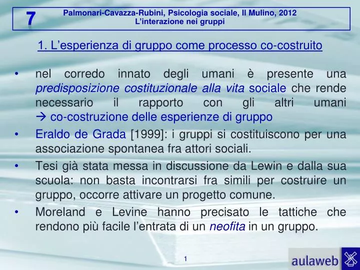 1 l esperienza di gruppo come processo co costruito