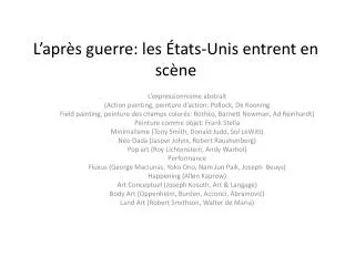 l apr s guerre les tats unis entrent en sc ne