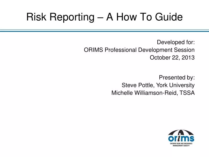 risk reporting a how to guide