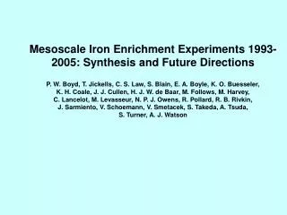 Mesoscale Iron Enrichment Experiments 1993-2005: Synthesis and Future Directions