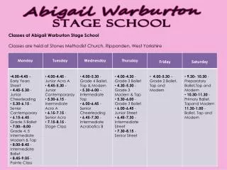 Classes at Abigail Warburton Stage School