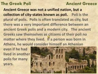 The Greek Poli Ancient Greece