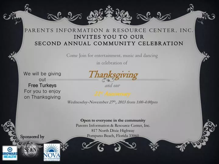 parents information resource center inc invites you to our second annual community celebration