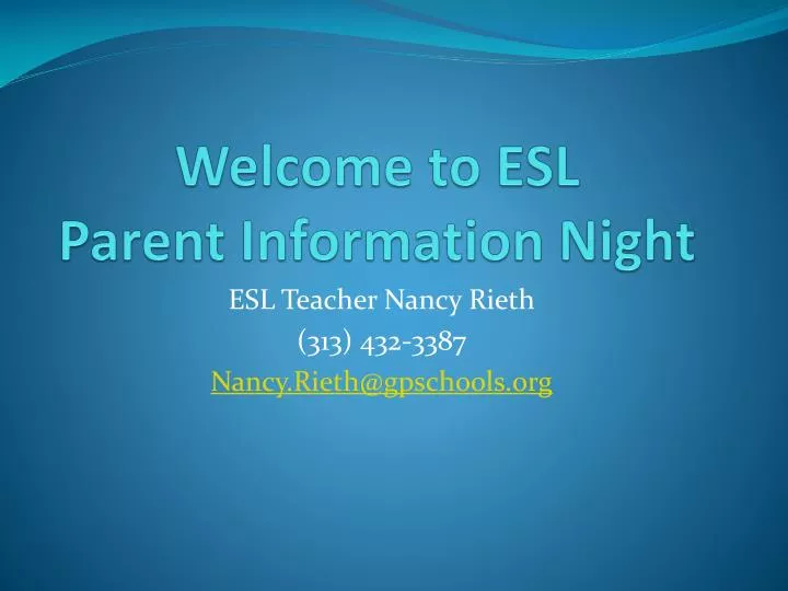 welcome to esl parent information night