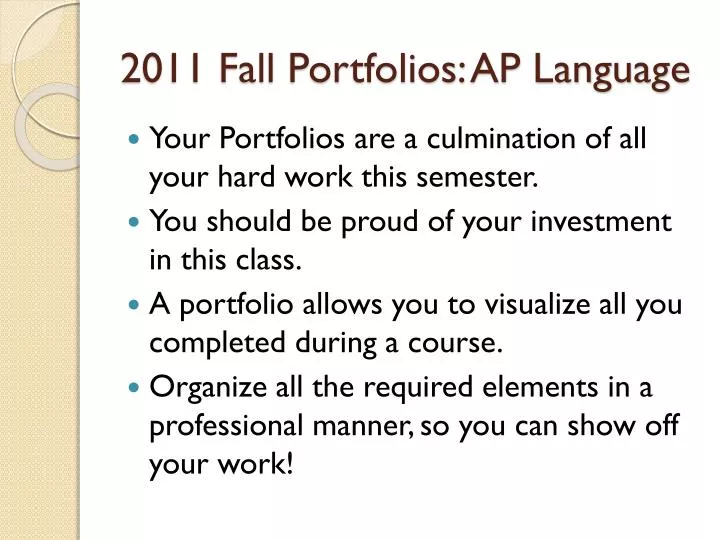 2011 fall portfolios ap language