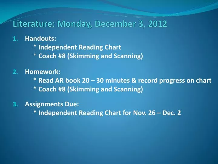 literature monday december 3 2012
