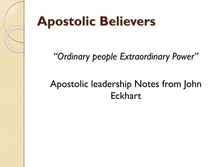 apostolic believers
