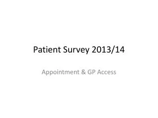 Patient Survey 2013/14