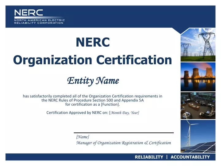 PPT NERC Organization Certification PowerPoint Presentation free