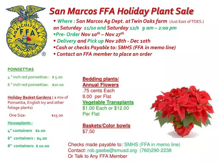 san marcos ffa holiday plant sale