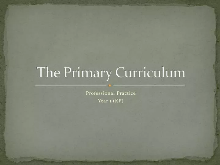 the primary curriculum