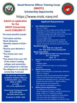 Naval Reserve Officer Training Corps (NROTC) Scholarship Opportunity