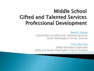 Middle School Gifted and Talented Services Professional Development