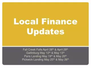 Local Finance Updates