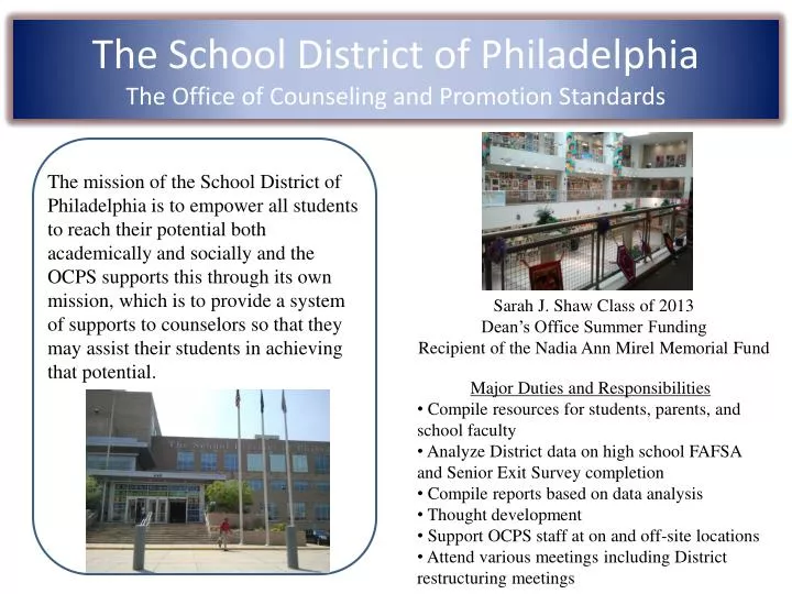 the school district of philadelphia the office of counseling and promotion standards