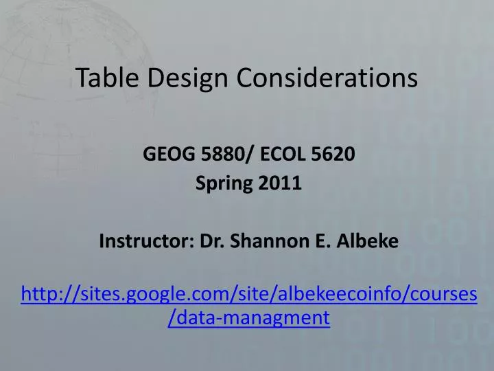 table design considerations