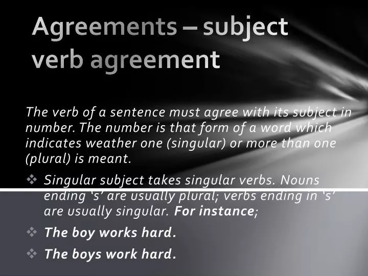 agreements subject verb agreement