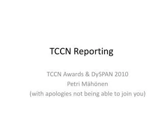 TCCN Reporting