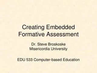 Creating Embedded Formative Assessment
