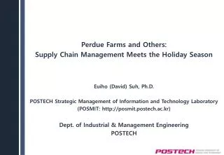 Perdue Farms and Others: Supply Chain Management Meets the Holiday Season