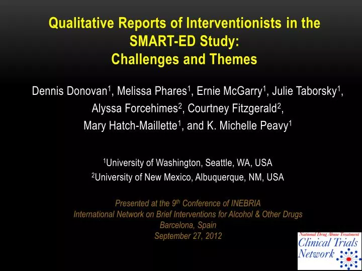 qualitative reports of interventionists in the smart ed study challenges and themes