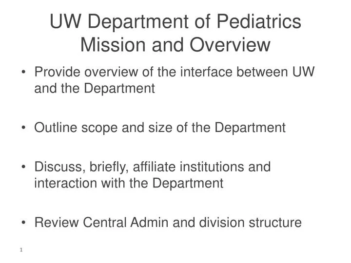 uw department of pediatrics mission and overview