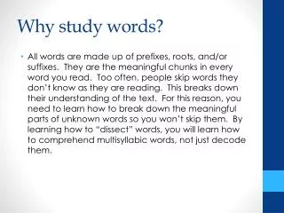 Why study words?